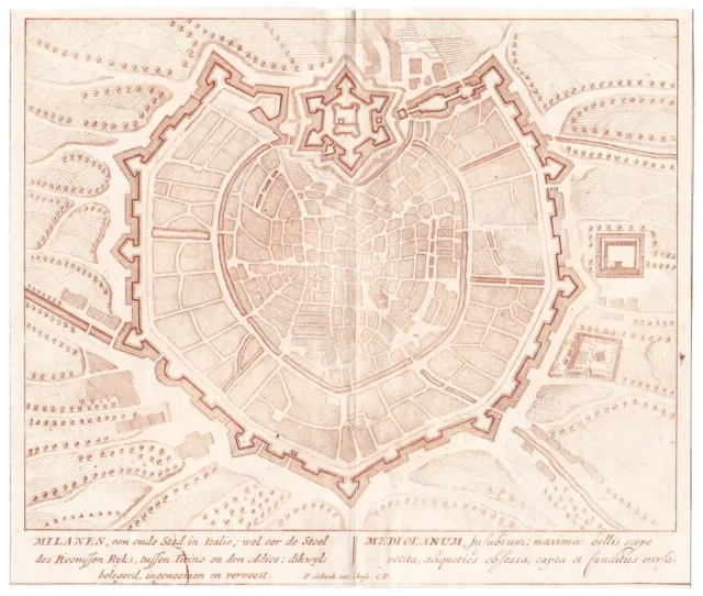 Milano Mailand Milan Italien Italy Italia Kupferstich engraving Schenk 1715