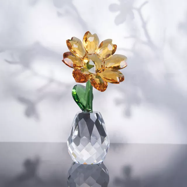 Crystal Sunflower Figurine Glass Bouquet Flower Collectible Ornament Table Decor 2