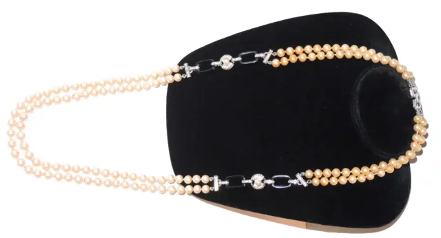 Vintage Beautiful Elegant Designer Givenchy Crystal Double Strand Pearl Necklace