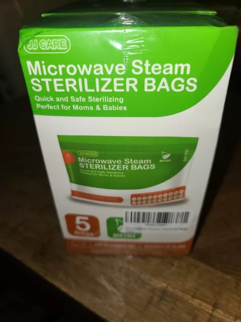 NEW JJ Care Microwave Steam Sterilizer Bags (4-Pack=20ct)Reusable Up to 20x (F)