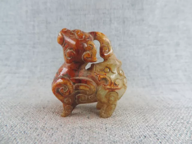 Antique Chinese Hetian Jade Pendant Hand-Carved Lucky Statue