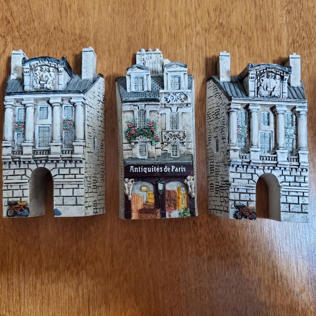J Carlton Dominique Gault Hand Painted Miniature ~ Antiquites de Paris set of 3