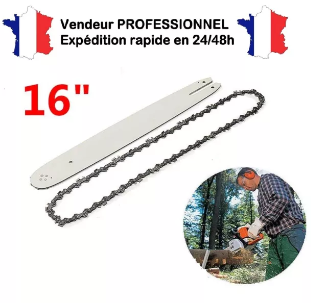 Guide de 40cm + Chaîne de tronçonneuse 55 Entraineurs Pas 3/8LP Jauge 1.3mm