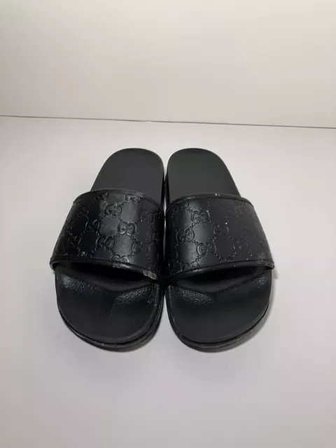 Gucci Web Men's Rubber Slide Sandal - Black Rubber, US 8.5 /Used