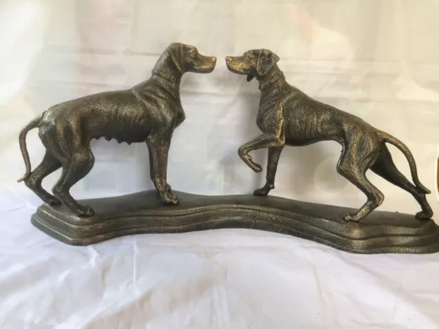 NICE VINTAGE SPELTER "POINTER / SPANIEL" FIGURINE with BRONZE FINISH