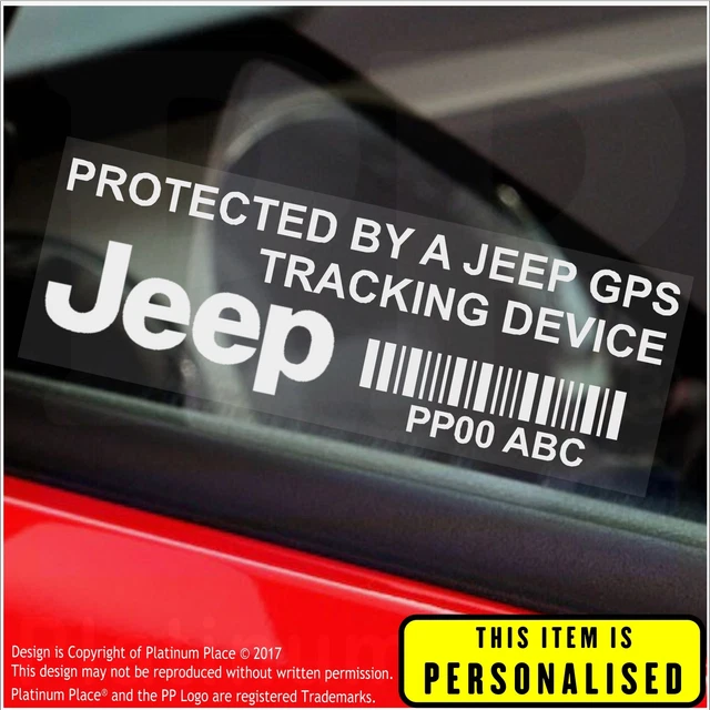 4 X JEEP PERSONALISED GPS Tracking Device-Security Stickers-Alarm ...