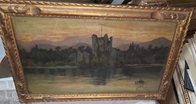Dipinto Ad Olio Su Tela Epoca 800 Firmato