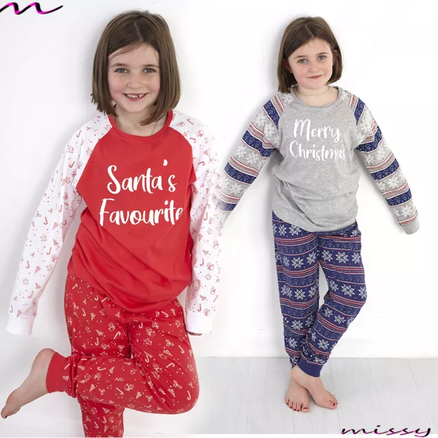 Kids Boys Girls Christmas Pyjamas Childrens Xmas Pj's Cotton Size 7-13 Years Set