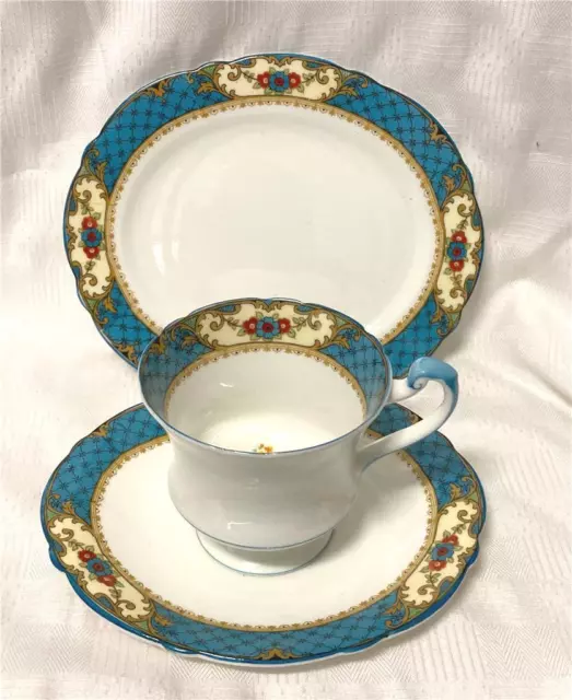 Scarce Paragon star trio Oval plate + saucer Rd No 744170 Art Deco #4