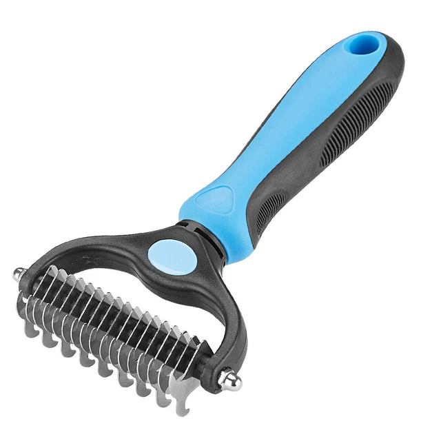 XLCL Pet Pet Grooming Tool - 2 Sided Undercoat Rake for Cats and Dogs - Safe Dem