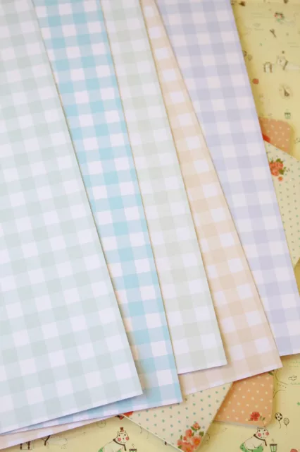 Mini Pastel Stripes Gingham Card Stock 250gsm check pattern journaling  cardstock
