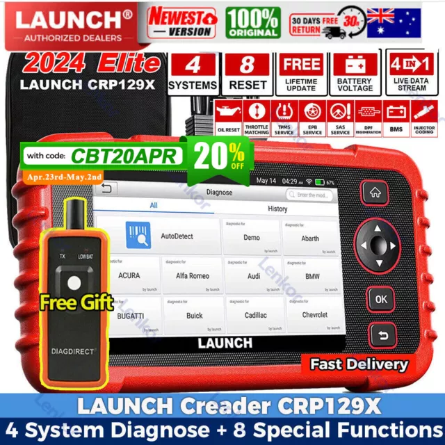 2024 Launch X431 CRP129X Car Diagnostic Tool OBD2 Scanner ABS SRS SAS EPB TPMS