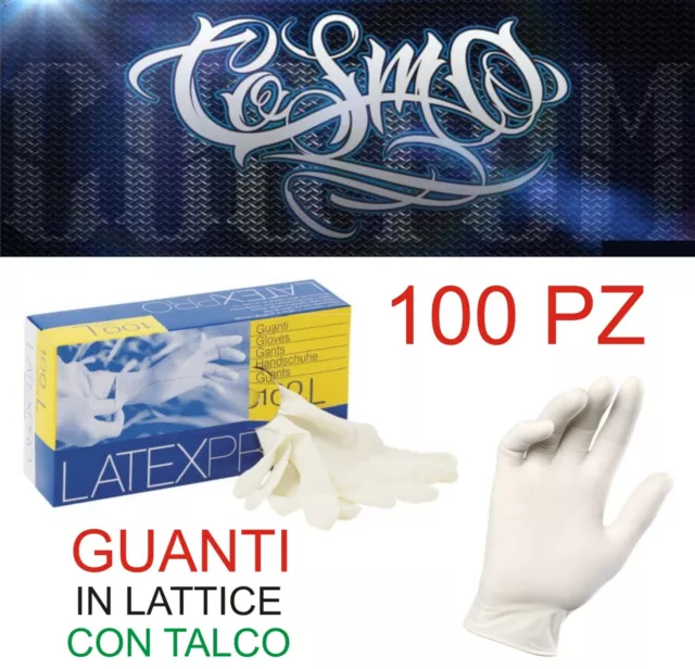 100 Guanti in Lattice Bianco Monouso Talcati Guanto Uso Medico