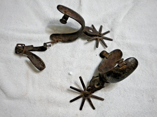 Vintage pair   Iron Cowboy Boot Spur 8 Points 2