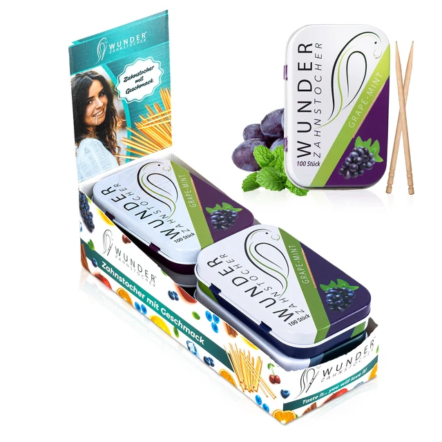 Wunder palillo de dientes pantalla paquete de 6 uva menta DS
