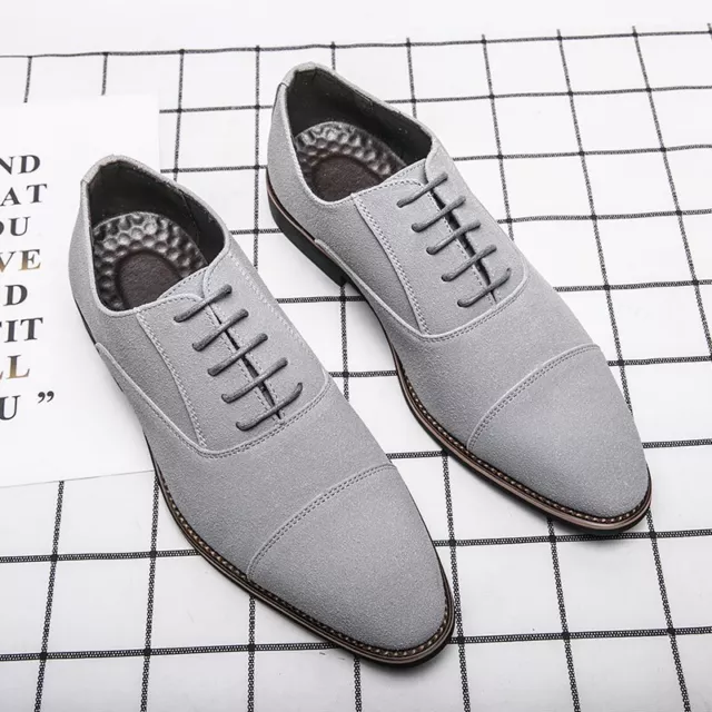 CHIC MENS ROUND Toe Leisure Formal Dress Oxfords Suede Leather Wing Tip ...