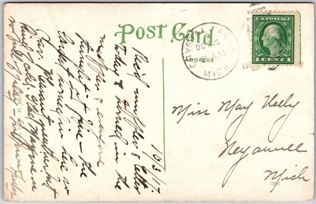 1917 Courthouse Crystal Falls Michigan MI Government Office Posted Postcard 2