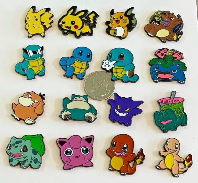 ⚡ Samurai Pokemon enamel pins 3 pc set Demon Slayer Pikachu anime brooch  badge ⚡