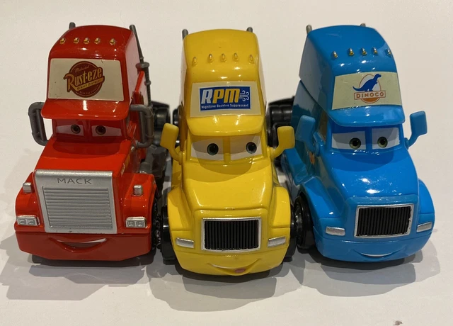 DISNEY PIXAR CARS Mack Dinoco and RPM Semi Hauler Job Lot Mattel ...