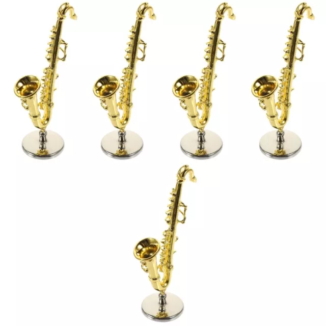 Set of 5 Dollhouse Accessories Alloy Child Saxophone Miniature