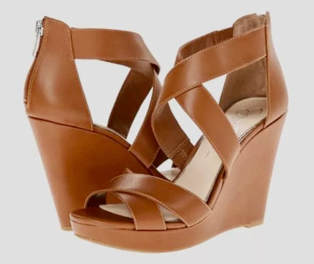 Jessica Simpson "Jadyn" Brown Platform Strappy Wedge Sandal Heel Shoe, 8M