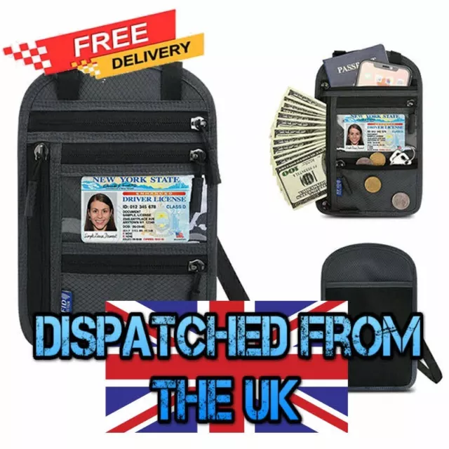 Multifunction Security Neck Rfid Bag Stash Pouch Wallet Passport Holder travel