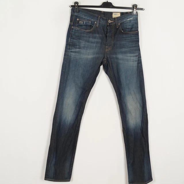 Jean Slim Homme G-STAR RAW 3301 Taille W32 L29 - Bleu, Stretch, Coupe Conique, Occasion Très Bon état (longueur Modifiée)