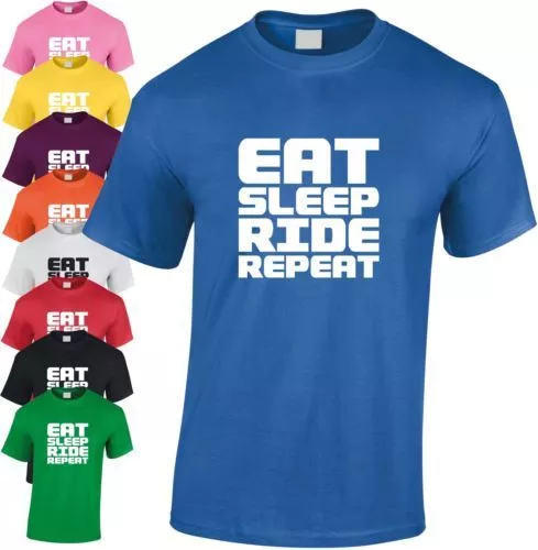 Eat Sleep Ride Repeat Children's T Shirt Funny Kid's Cool Xmas Humour Youth Tee