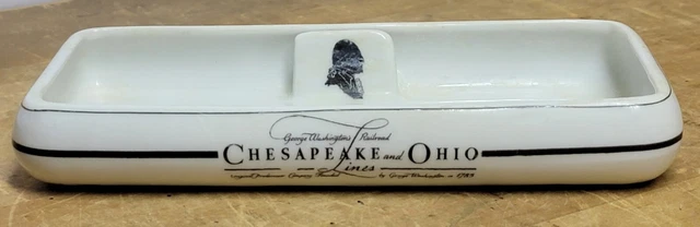 Vintage Chesapeake & Oho George Washington Railroad Lines Ashtray Buffalo China