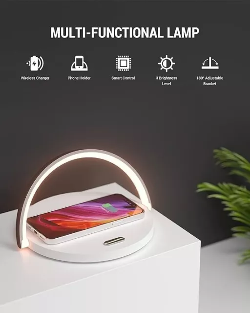 LED Desk Lamp with Wireless Charger, COLSUR Bedside Lamp with Touch Control, Eye