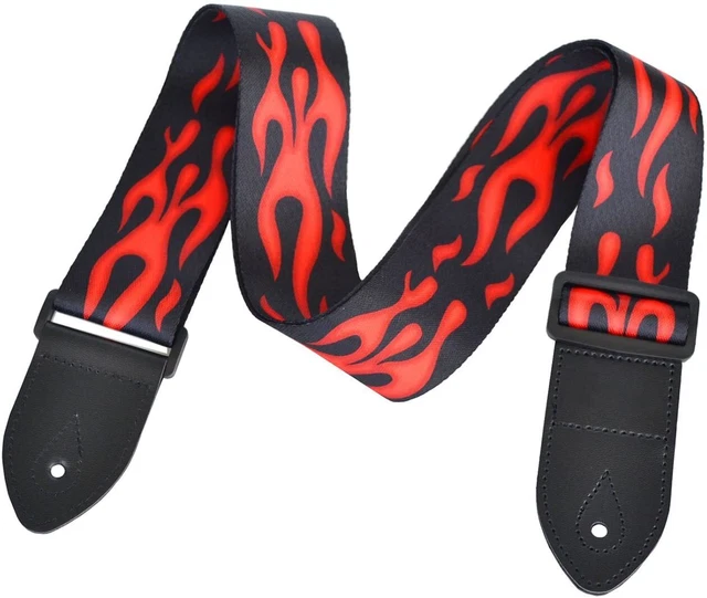 Flames Guitar Strap Fire Quality Adjustable Nylon Belt Acoustic Electric Bass