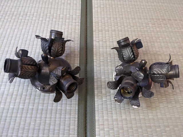 Antique Salvage Lot 2 HP Co Paddle Socket Flush Mount Ceiling Fixtures Victorian