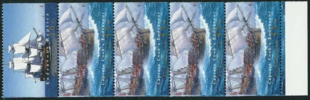 Australia 1995 Captain Cook Ships Endeavour Strip From Booklet Mnh