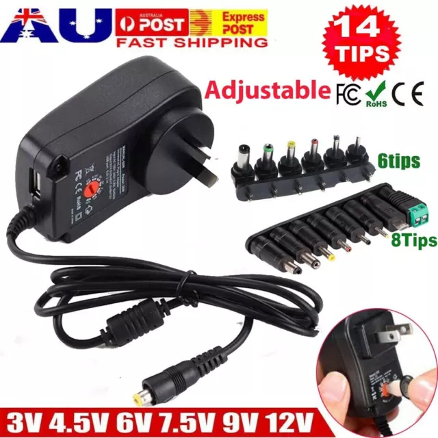 Universal 2.1A  AC/DC Power Supply Adapter Converter 3V 4.5V 5V 6V 7.5V 9V 12V