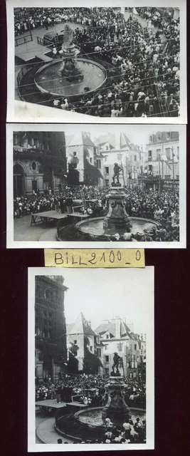 Dijon . lot de 3 photos anciennes . Fête . événement . Manifestation