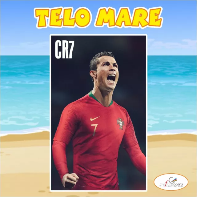 Asciugamano Telo Mare in spugna Cristiano Ronaldo calcio idolo regalo estate