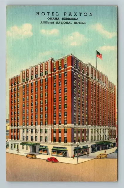 Omaha NE-Nebraska, Hotel Paxton, Aerial Exterior, Vintage Postcard