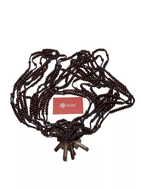 Lot Of 12 Rosaries Dark Brown Wood Bethlehem Catholic Christian Rosary Craft Art