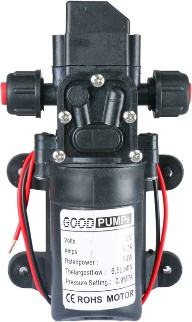 Amarine Made 12V Water Pressure Diaphragm Pump 6.5 L/MIN 1.7 GPM 80W Self Primin