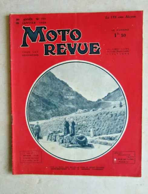 Moto Revue N°777 ; 28  janvier  1938  : 175 Alcyon Verlor terrot bma money goyon