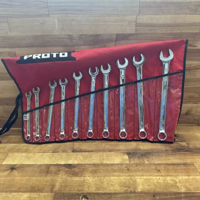 PROTO USA Combination Wrench Set Chrome Polish Metric 10-19mm 6 Pt. - J1200MHASD