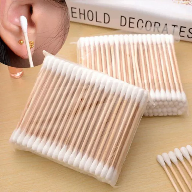 100 piezas de maquillaje desechable de doble cabeza hisopo de algodón cogollos de algodón limpieza diaria T*H7