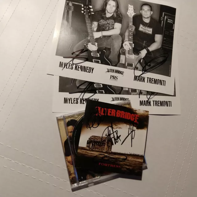 Alter Bridge SIGNED Fortress CD and 2 Photos Myles Kennedy Mark Tremonti
