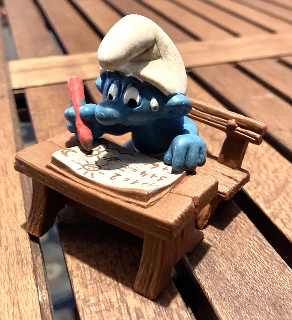 Scuola dei Puffi, Puffo con Banco Schtroumpf SMURF Putifos Originale Anni 80