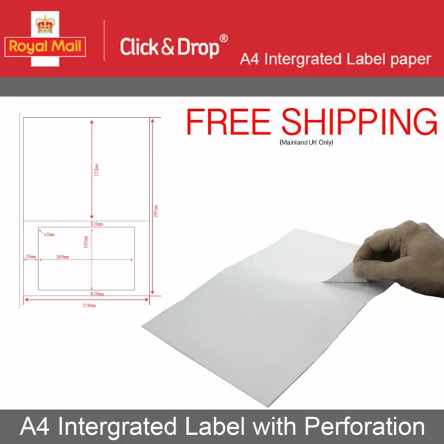 Royal Mail Click & Drop Paper - A4 Integrated Labels Style S19 - 105mm x 160mm