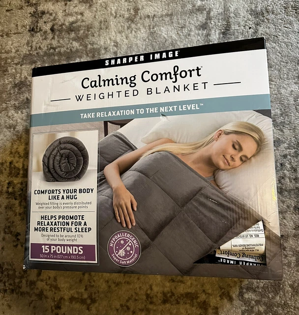 SHARPER IMAGE CALMING Comfort Weighted Blanket, 15 Lbs Adult Gray 39