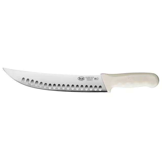 Winco KWP-93 Stäl 9.5" Stamped Cimeter Knife w/White Polypropylene Handle