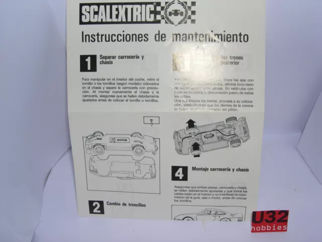 Scalextric Exin Folleto Instrucciones De Mantenimiento