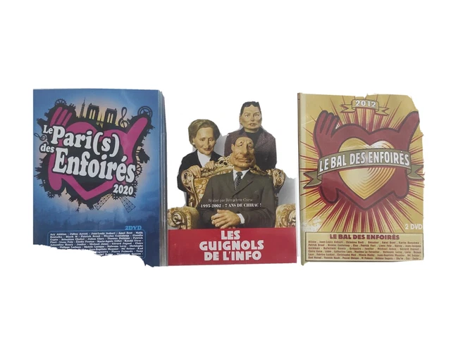 3 dvd les Guignols de L'Info, Paris des Enfoirés, le Bal des Enfoirés