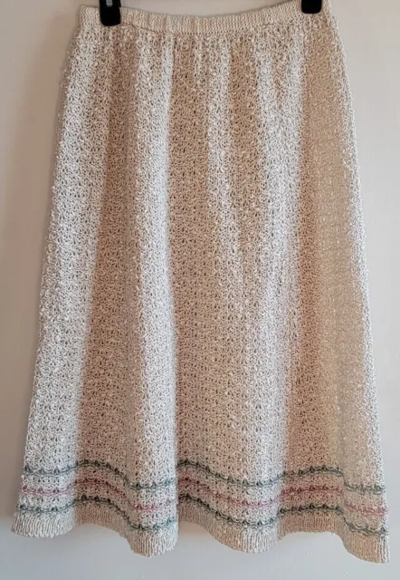 Vintage Sweater Skirt Pallas Hand Loomed Skirt Irish Linen Size XL Unlined Beige